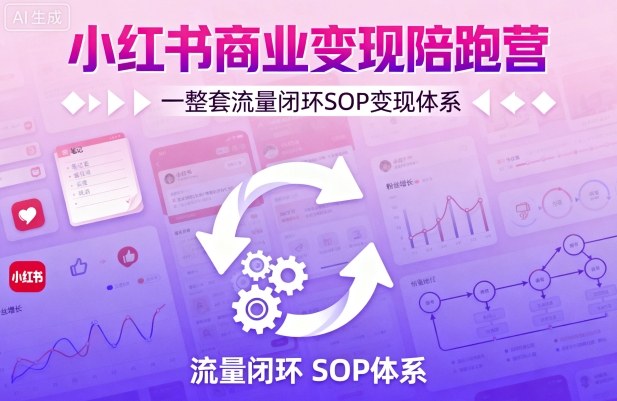 小红书商业变现陪跑营，轻IP矩阵 私域获客 聚光投流，一整套流量闭环SOP变现体系-副业网资源站