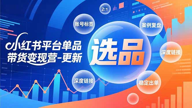 小红书平台单品带货变现营-更新，极致选品、账号标签、案例复盘，深度链接，快速启动稳定出单-副业网资源站