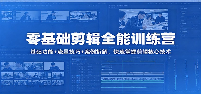 零基础剪辑全能训练营：基础功能+流量技巧+案例拆解，快速掌握剪辑核心技术-副业网资源站