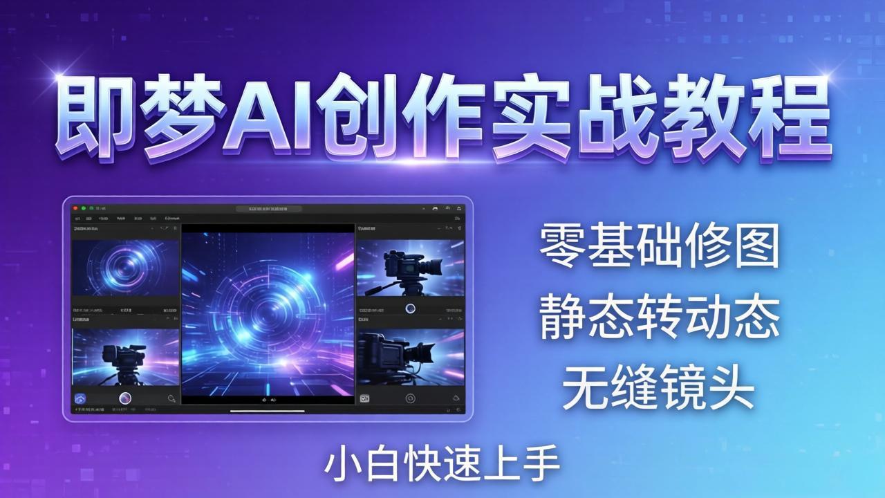 即梦AI创作实战教程，从零基础修图到AI导演，实战教学静态转动态+无缝镜头，小白快速上手-副业网资源站