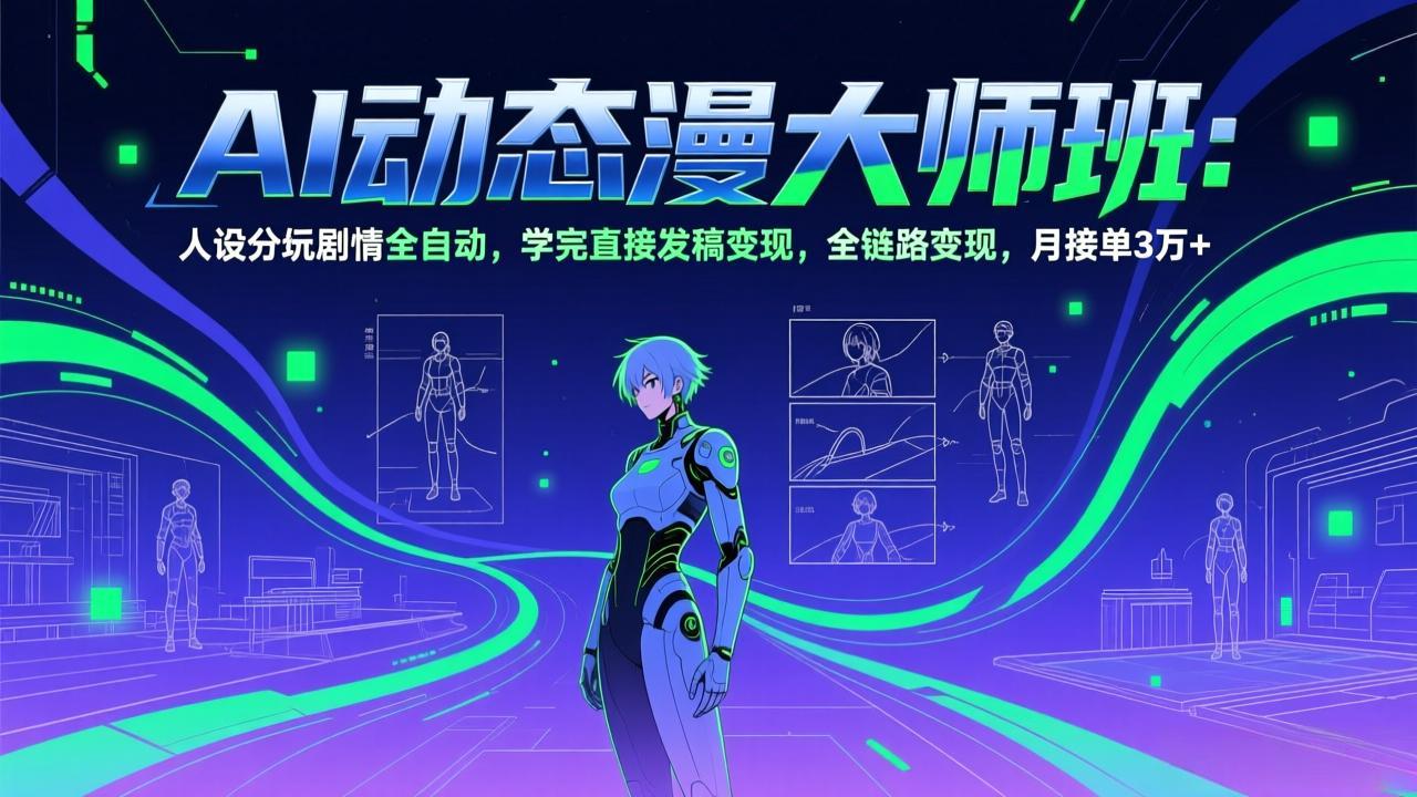 AI动态漫剧大师班：人设分镜剧情全自动，学完直接发稿变现，全链路变现，月接单3万+-副业网资源站