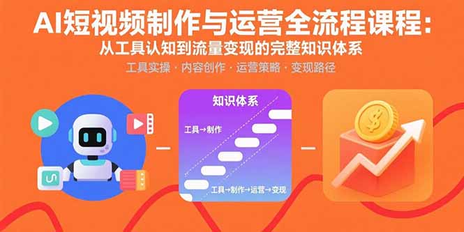 AI短视频制作与运营全流程课程：从工具认知到流量变现的完整知识体系-副业网资源站