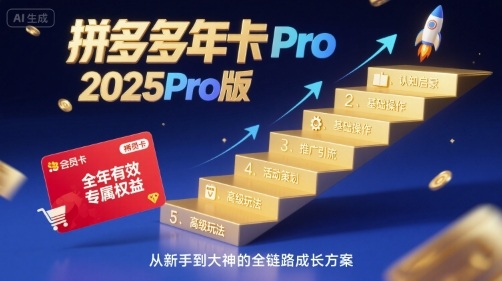 拼多多年卡2025Pro版，五大板块从认知到基础、从推广到活动、从活动到玩法-副业网资源站