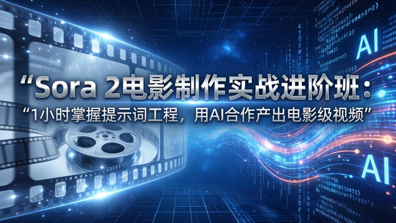 Sora 2电影制作实战进阶班：1小时掌握提示词工程，用AI合作产出电影级视频-副业网资源站