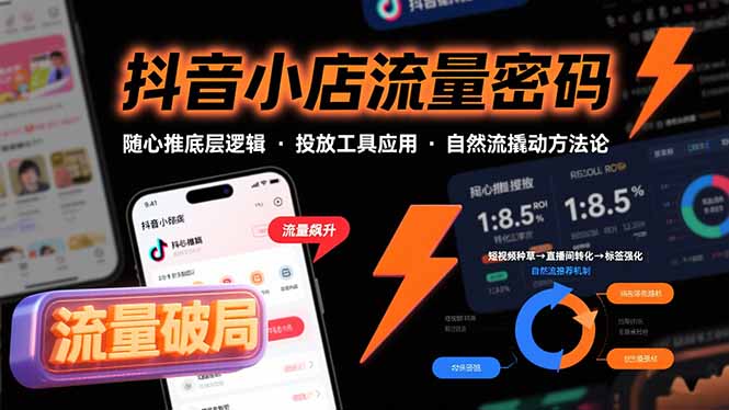 抖音小店流量密码，随心推底层逻辑，投放工具应用，自然流撬动核心方法论-副业网资源站