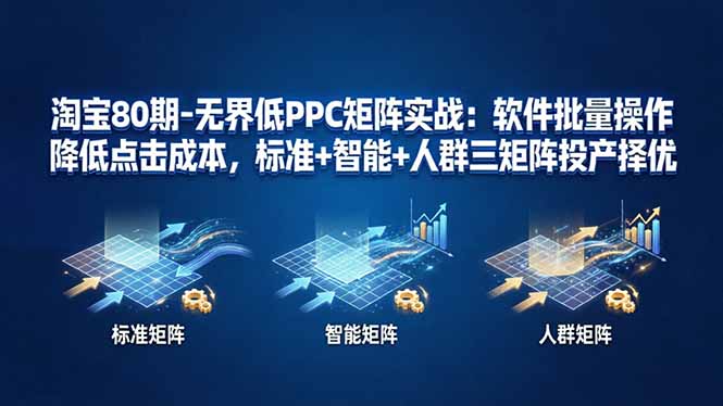 淘宝80期-无界低PPC矩阵实战：软件批量操作降低点击成本，标准+智能+人群三矩阵投产择优-副业网资源站