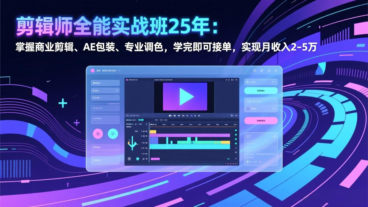 剪辑师全能实战班25年：掌握商业剪辑、AE包装、专业调色，学完即可接单，实现月收入2-5万-副业网资源站