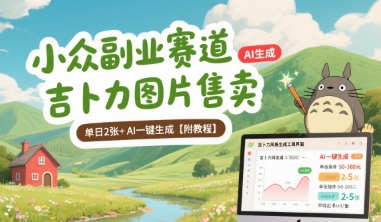 小众副业赛道 吉卜力图片售卖 单日2张+ AI一键生成【附教程】-副业网资源站