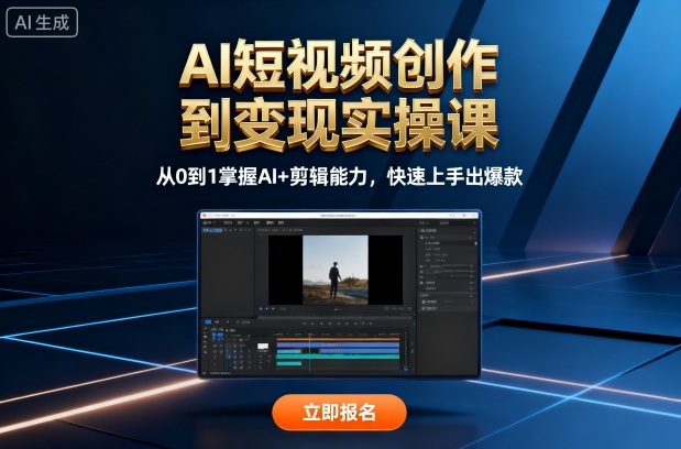 AI短视频创作到变现实操课，从0到1掌握AI+剪辑能力，快速上手出爆款(更新10月)-副业网资源站