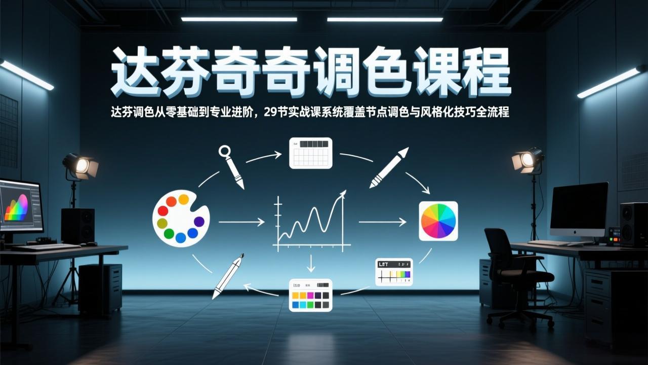 达芬奇调色从零基础到专业进阶，29节实战课系统覆盖节点调色与风格化技巧全流程-副业网资源站