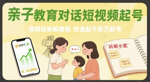 亲子教育对话短视频起号，保姆级拆解教程，快速起千粉万粉号-副业网资源站
