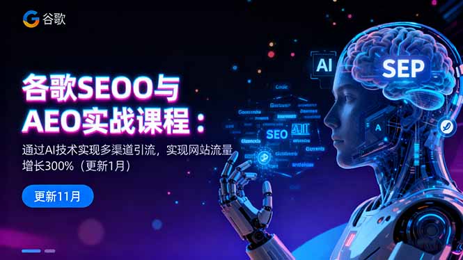 谷歌SEO与AEO实战课程：通过AI技术实现多渠道引流，实现网站流量增长300%-副业网资源站