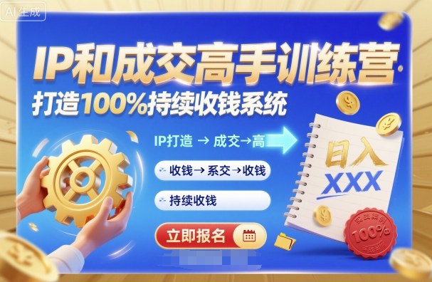 带你成为IP和成交高手的训练营，打造100%持续收钱系统-副业网资源站