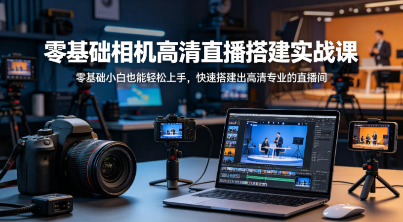 零基础相机高清直播间搭建实战课，小白也能轻松上手，快速搭建出高清专业的直播间-副业网资源站