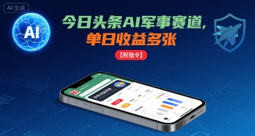 今日头条AI军事赛道，单日收益多张 ，手机可做【附指令】-副业网资源站
