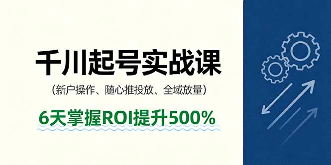 抖音千川起号实战课，新户操作,随心推投放,全域放量，6天掌握ROI提升500%-副业网资源站