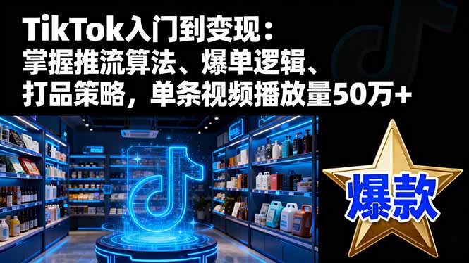 TikTok入门到变现：掌握推流算法、爆单逻辑、打品策略，单条视频播放量50w-副业网资源站