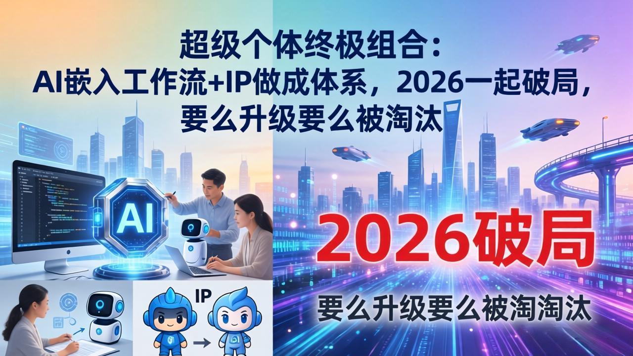 超级个体终极组合：AI嵌入工作流+IP做成体系，2026一起破局，要么升级要么被淘汰-副业网资源站