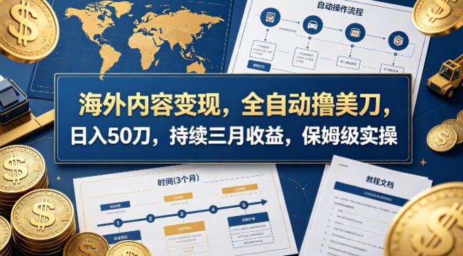 海外内容变现，全自动撸美刀，日入50刀，持续三月收益，保姆级实操【揭秘】-副业网资源站