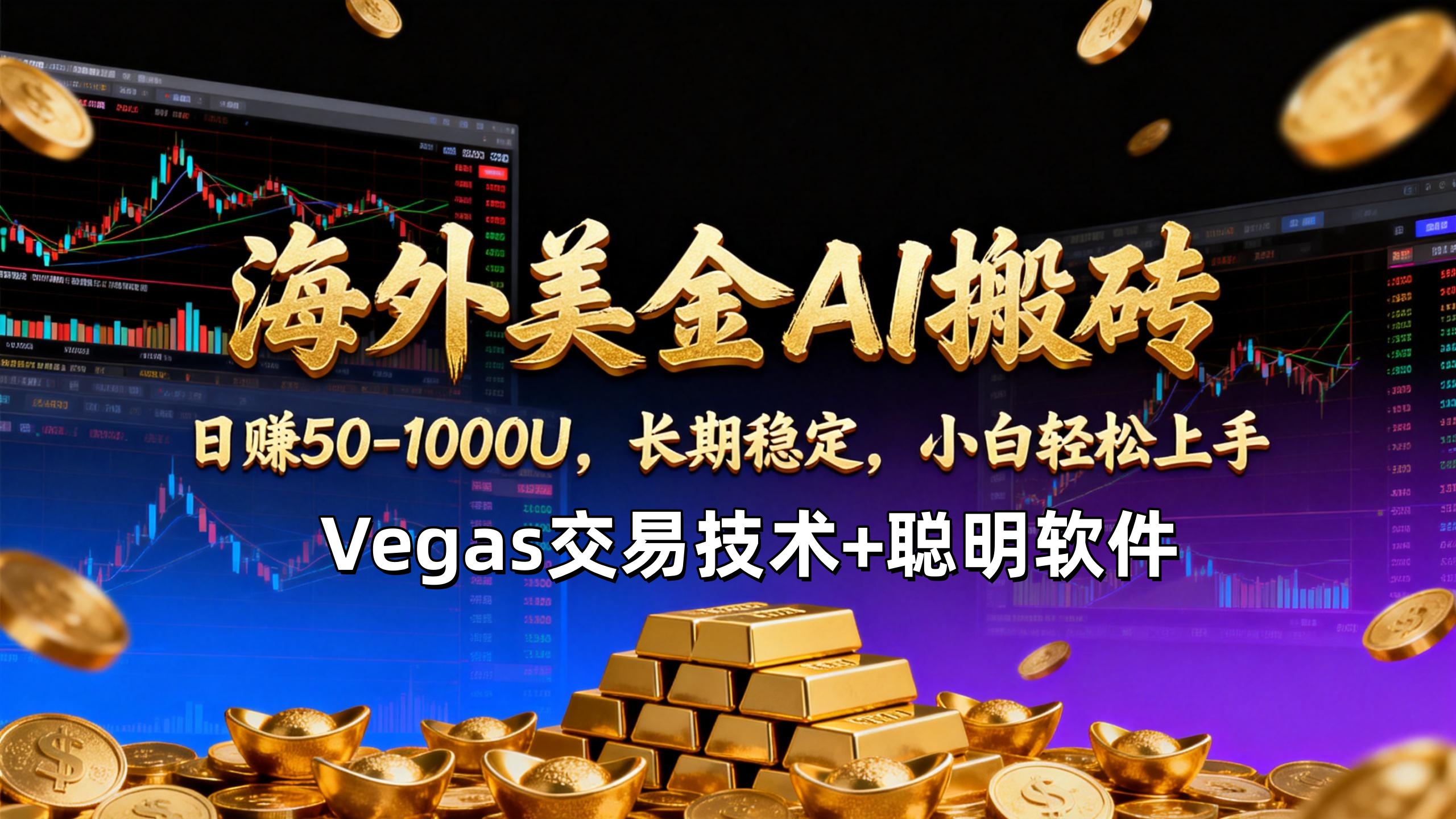 【海外美金AI搬砖】Vegas交易技术+聪明软件，日赚50-1000U，长期稳定，小白轻松上手。-副业网资源站