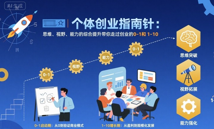 个体创业指南针，思维、视野、能力的综合提升带你走过创业的0-1和1-10【音频】-副业网资源站
