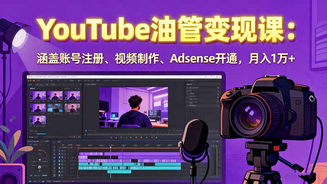 2025YouTube油管变现课：涵盖账号注册、视频制作、Adsense开通，月入1万+-副业网资源站