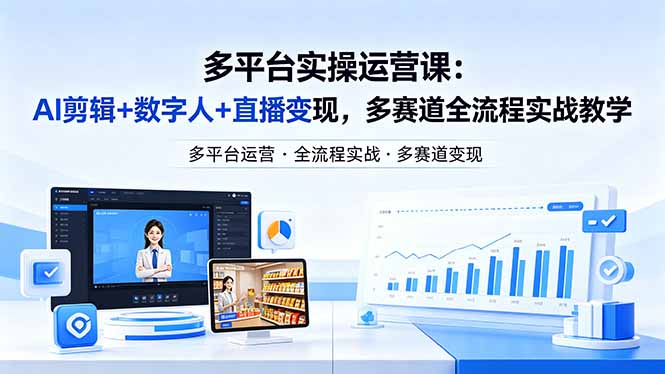 某团队多平台实操运营课-更新26年4月20：AI剪辑+数字人+直播变现，多赛道全流程实战教学-副业网资源站