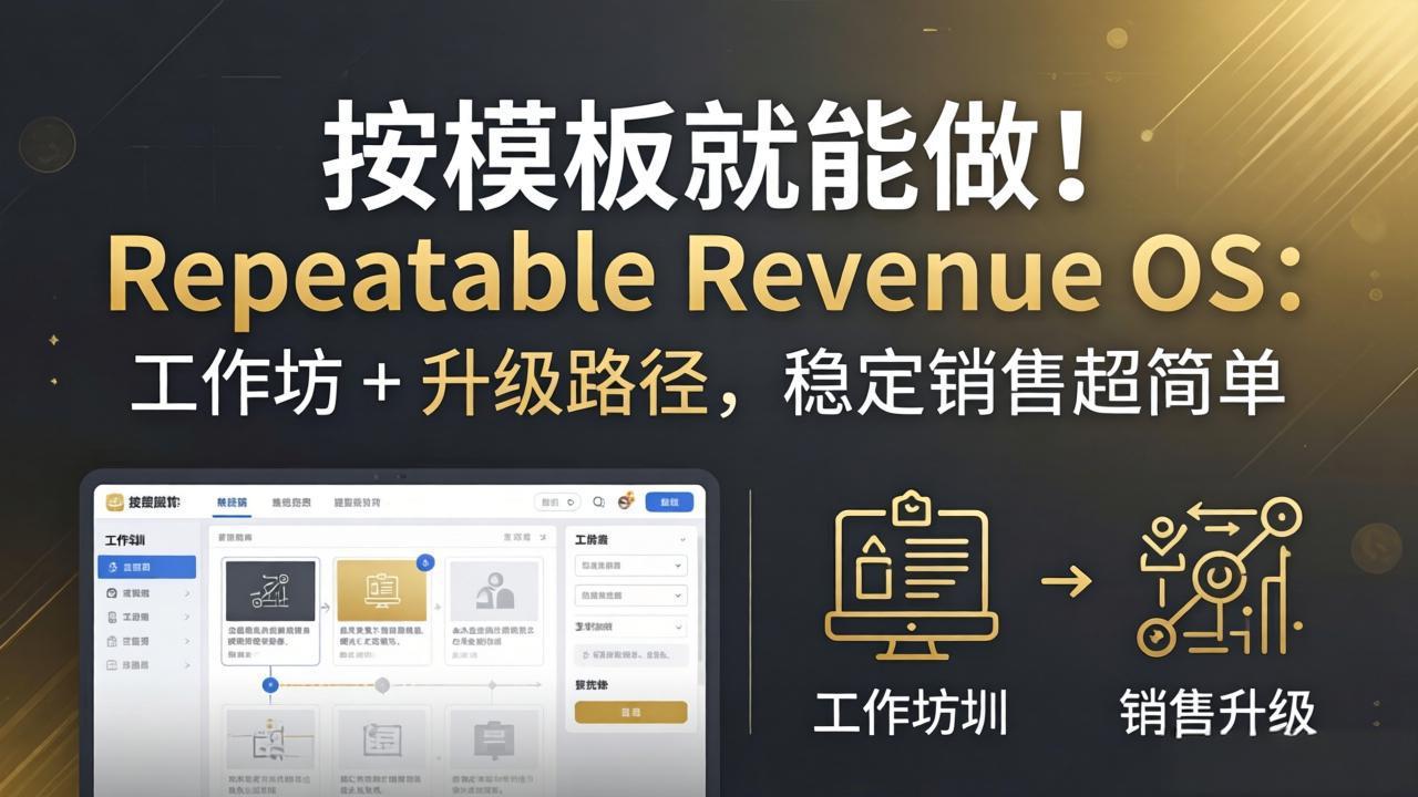 按模板就能做！Repeatable Revenue OS：工作坊 + 升级路径，稳定销售超简单-副业网资源站