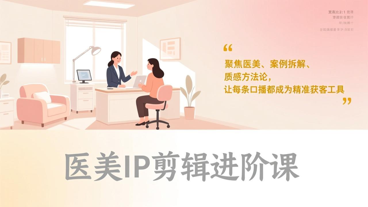 医美IP剪辑进阶课，聚焦医美、案例拆解、质感方法论，让每条口播都成为精准获客工具-副业网资源站