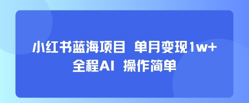 小红书蓝海项目 单月变现1w+ 全程AI 操作简单-副业网资源站