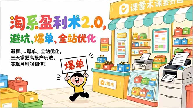淘系盈利术2.0，避坑、爆单、全站优化，三天掌握高投产玩法，实现月利润翻倍！-副业网资源站