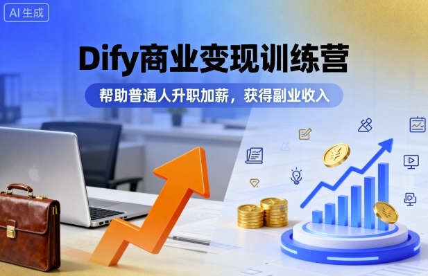 Dify商业变现训练营，帮助普通人升职加薪，获得副业收入-副业网资源站
