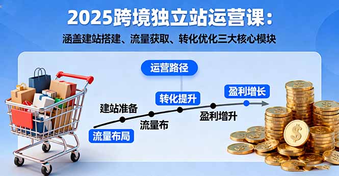 2025跨境独立站运营课：涵盖建站搭建、流量获取、转化优化三大核心模块-副业网资源站