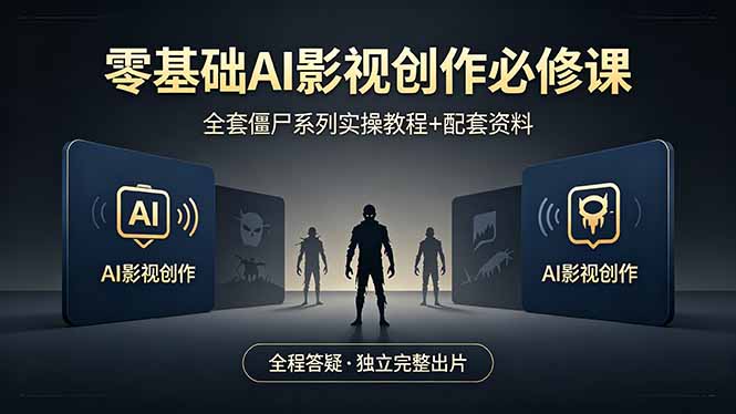 零基础AI影视创作必修课，全套僵尸系列实操教程加配套资料，全程答疑带你独立完整出片-副业网资源站