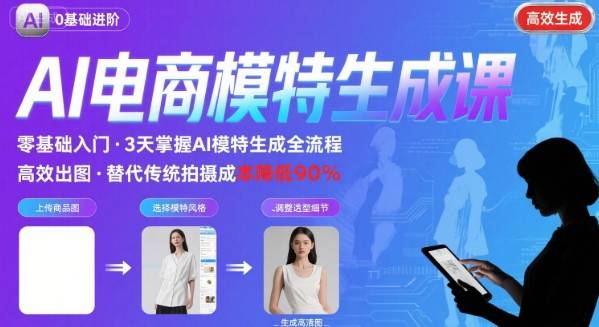 AI模特进阶课程，0基础高效生成逼真电商模特图-副业网资源站