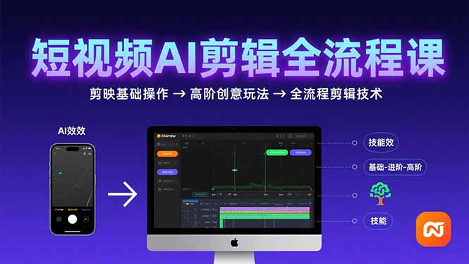 短视频AI剪辑技能，从剪映基础操作到高阶创意玩法，全流程剪辑技术-副业网资源站