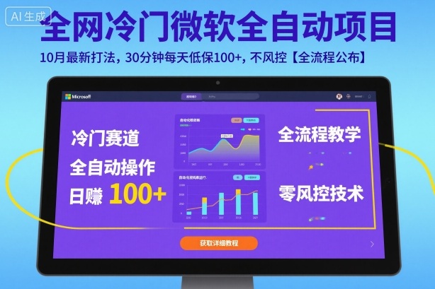 全网冷门微软全自动挂G项目，10月最新打法，30分钟每天低保100+，不风控【全流程公布】【揭秘】-副业网资源站