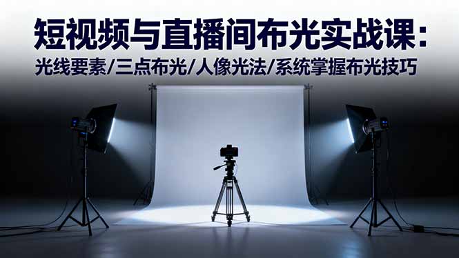 短视频与直播间布光实战课：光线要素/三点布光/人像光法/系统掌握布光技巧-副业网资源站