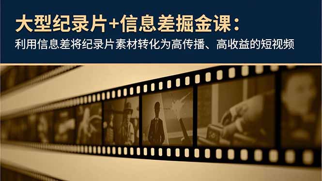 大型纪录片+信息差掘金课:利用信息差将纪录片素材转化为高传播、高收益的短视频-副业网资源站