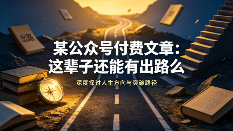 某公众号付费文章：这辈子还能有出路么-副业网资源站