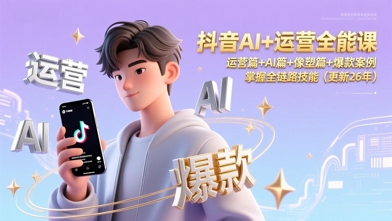 抖音AI+运营全能课，运营篇+AI篇+像塑篇+爆款案例，掌握全链路技能(更新26年-副业网资源站