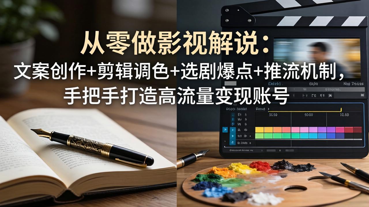 从零做影视解说：文案创作+剪辑调色+选剧爆点+推流机制，手把手打造高流量变现账号-副业网资源站