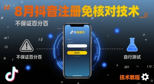 8月抖音注册免核对技术，不保证百分百，自测-副业网资源站