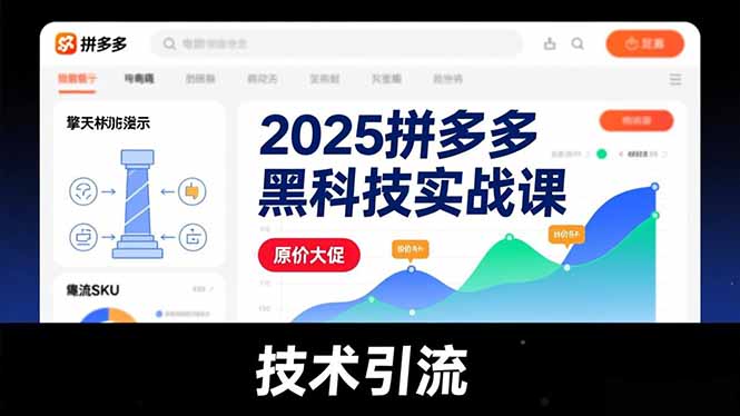 2025拼多多黑科技实战课，擎天柱玩法、爆流SKU、原价大促，技术引流，单店日销轻松破千单-副业网资源站