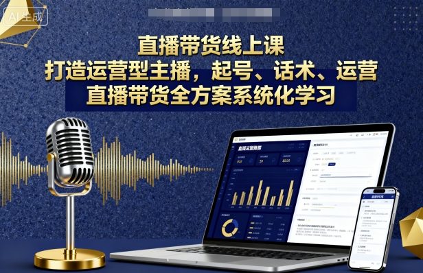 直播带货线上课，打造运营型主播，起号、话术、运营，直播带货全方案系统化学习-副业网资源站