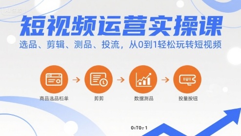 短视频运营实操课，选品、剪辑、测品、投流，从0到1轻松玩转短视频-副业网资源站