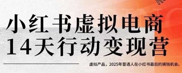 小红书虚拟电商14天变现训练营，虚拟产品，2025年普通人在小红书最后的搞钱机会-副业网资源站