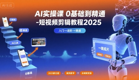AI实操课0基础到精通-短视频剪辑教程2025-副业网资源站