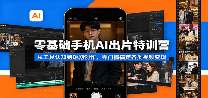 零基础手机AI出片特训营：从工具认知到短剧创作，零门槛搞定各类视频变现-副业网资源站