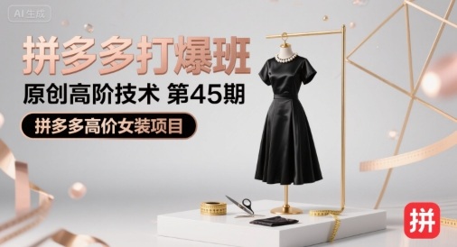 拼多多打爆班原创高阶技术第45期，拼多多高价女装项目-副业网资源站